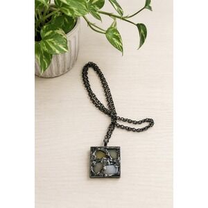 Brutalist Style Artisan Mosaic Stone Pendant Dungeon Goth Modernist Statement